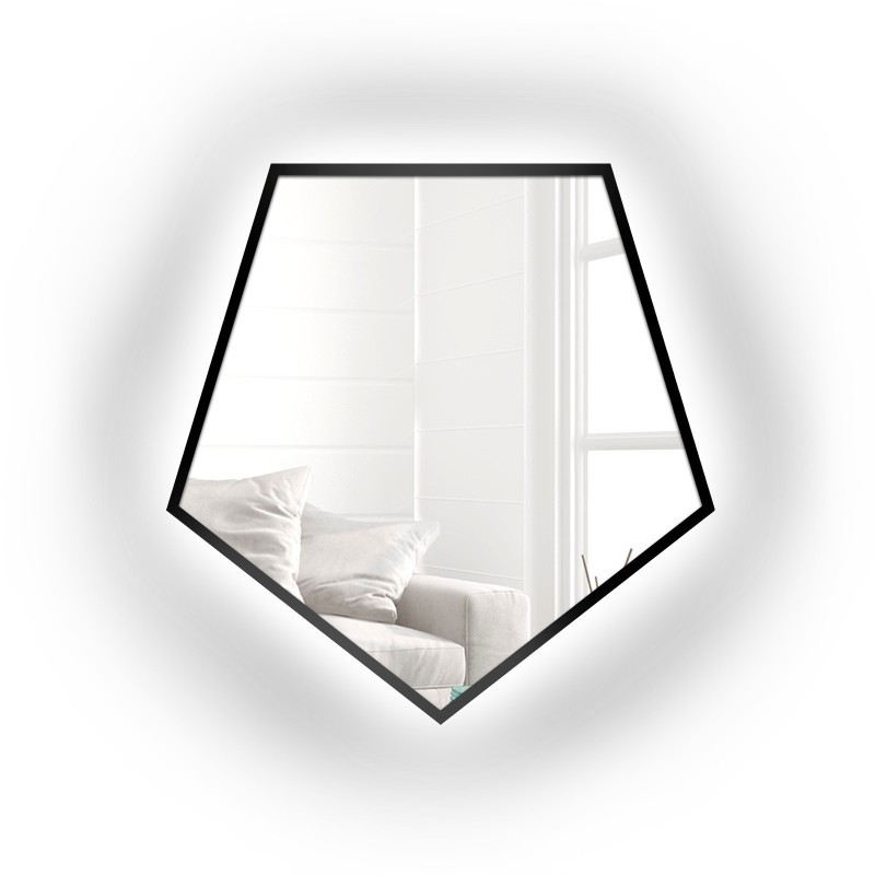 Zrcadlo geometrického tvaru v rámu s osvětlením – PENTA V RÁMU LED