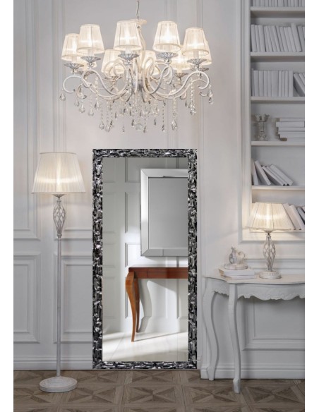 Luxusní nástěnné zrcadlo v bohatě zdobeném grafitovém rámu - 9003003