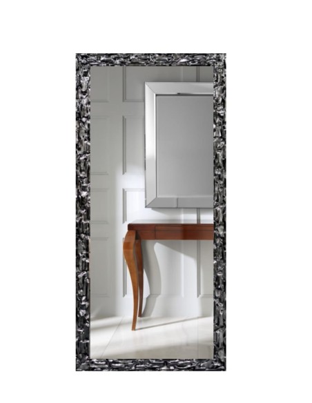 Luxusní nástěnné zrcadlo v bohatě zdobeném grafitovém rámu - 9003003