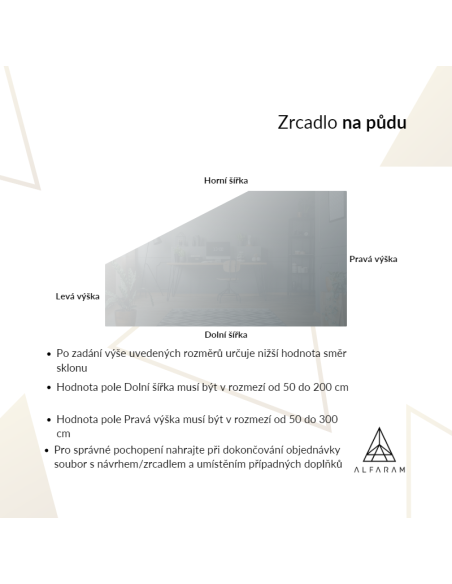 Pískované zrcadlo do podkroví - Výroba na míru - NETTA LED