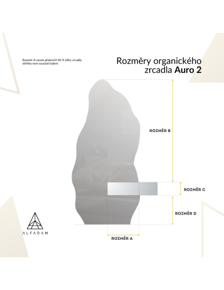 Zrcadlo s nepravidelným tvarem s výřezem pro osvětlenou skříňku - AURO 2 LED
