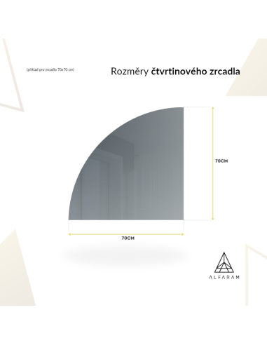Zrcadlo čtvrtkruhu v rámu z MDF -...
