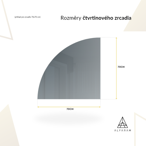 Zrcadlo čtvrtkruhu v rámu s... 2