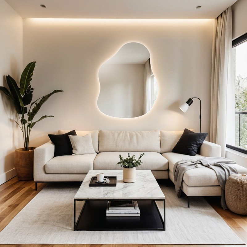 Zrcadlo s organickým tvarem s podsvícením - STONE LED