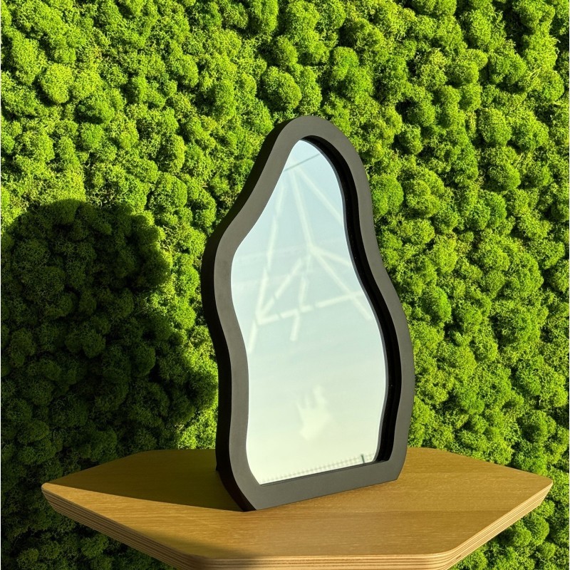 Kosmetické zrcátko v černém rámu z MDF - STONE PETITE