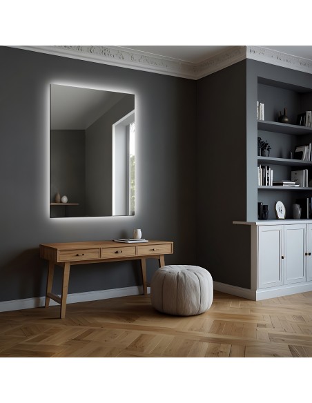 Obdélníkové koupelnové zrcadlo leštěné s možností osvětlení - AGIS LED na míru