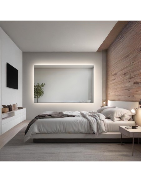 Obdélníkové koupelnové zrcadlo leštěné s možností osvětlení - AGIS LED na míru