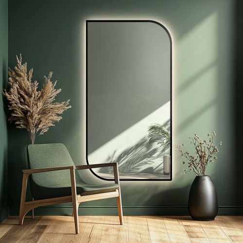 Zrcadlo v černém rámu MDF...