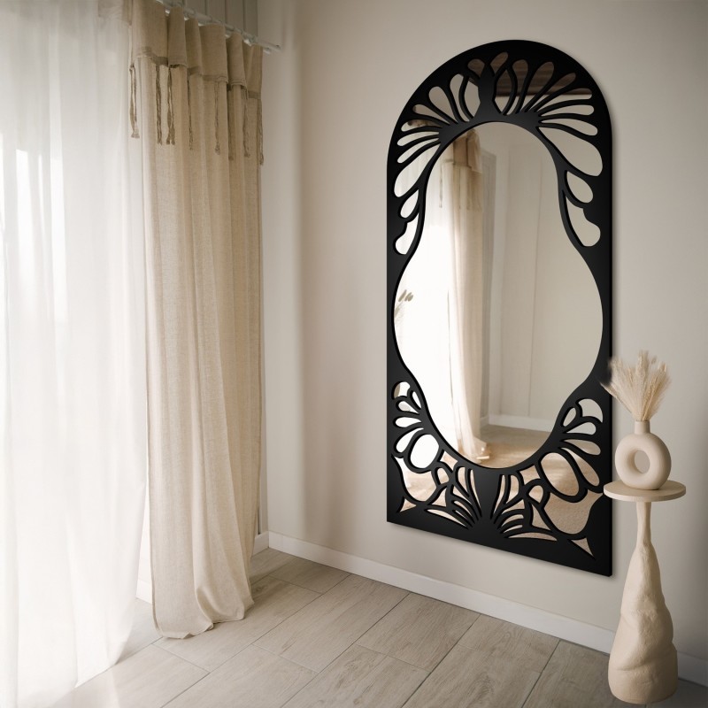 Polovalné zrcadlo s prolamovaným dekorem z MDF – VERONELLE FIORE 90X200