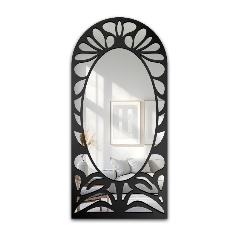 Polovalné zrcadlo s prolamovaným dekorem MDF – VERONELLE ROSAVA 95x200