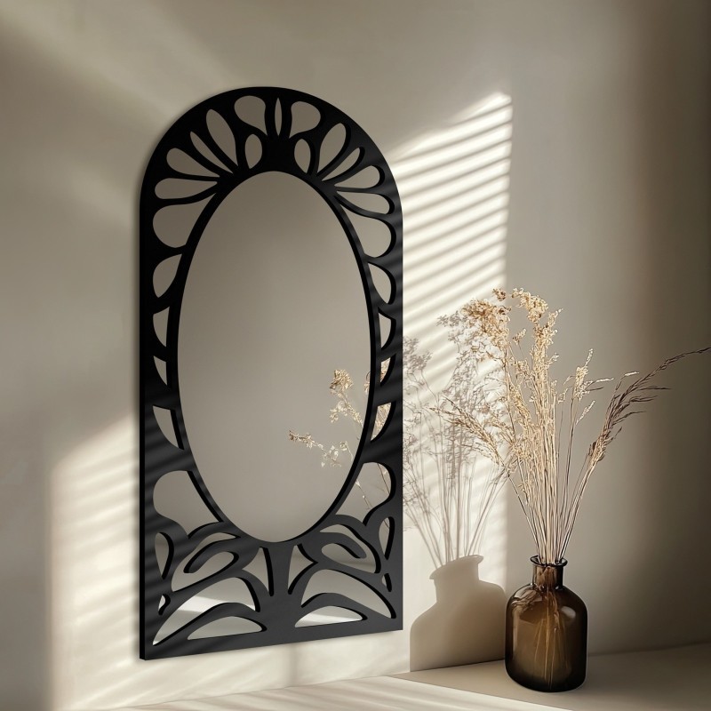 Polovalné zrcadlo s prolamovaným dekorem MDF – VERONELLE ROSAVA 95x200