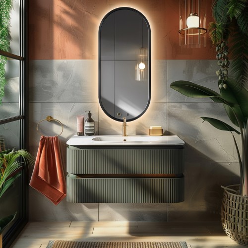 Oválné zrcadlo v černém MDF...