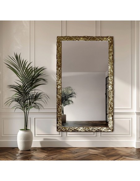 Luxusní nástěnné zrcadlo v bohatě zdobeném zlatém rámu - 9003001