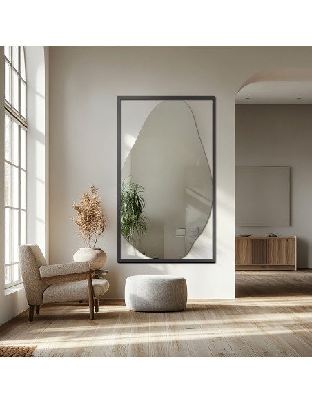 Organické zrcadlo v černém MDF rámu - HUBERTUS