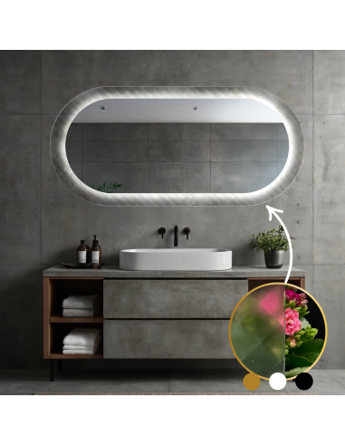 Oválné zrcadlo na ornamentálním skle Master Soft s osvětlením - LUXORA VESPER LED