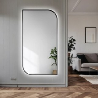 Zrcadlo v černém rámu MDF SLIM s osvětlením - LED SLZA - barva rámu dle vašeho výběru