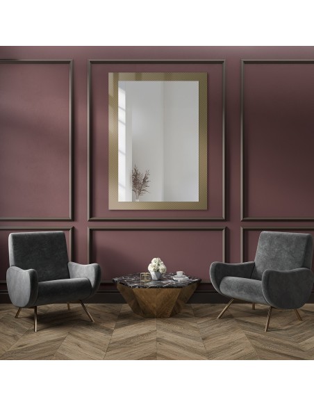 Dekorativní obdélníkové zrcadlo na ornamentálním skle Master Point - LUXORA SOLEIL