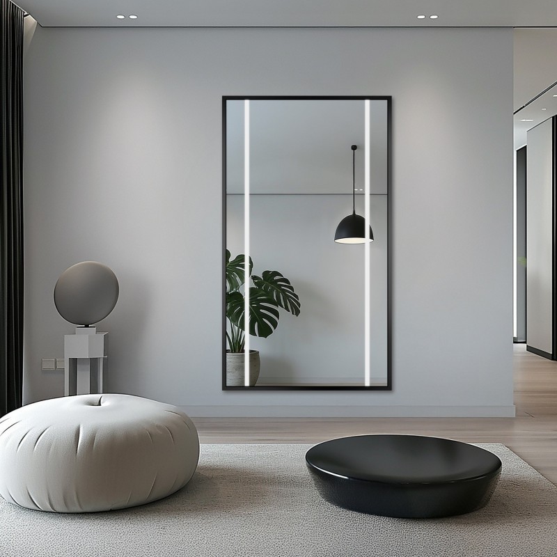 Zrcadlo v černém rámu s osvětlením - 1503 LED II - výběr barvy rámu