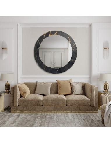 Kulaté zrcadlo na černo-zlatém...