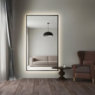 Zrcadlo v černém rámu s osvětlením - 1503 LED - barva rámu dle vašeho výběru