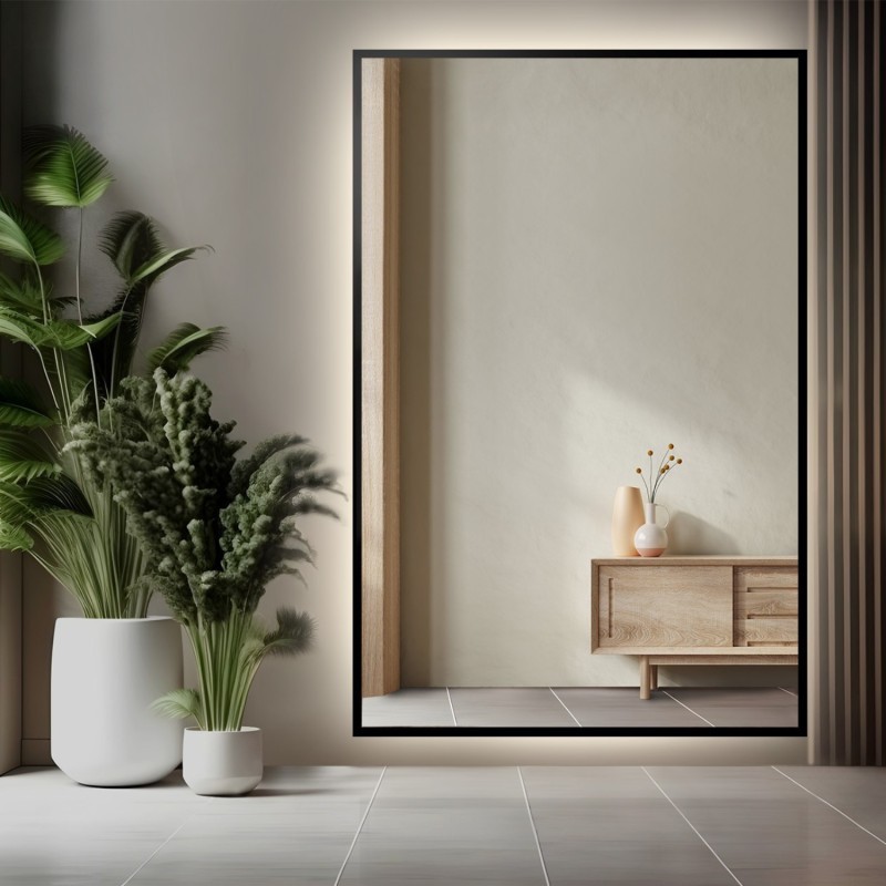 Zrcadlo v černém rámu s osvětlením - 1503 LED - barva rámu dle vašeho výběru