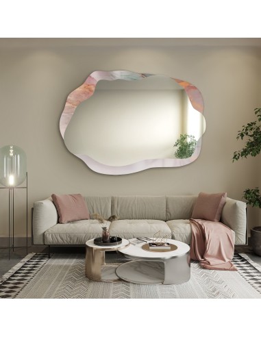 Nepravidelné zrcadlo na růžovém...