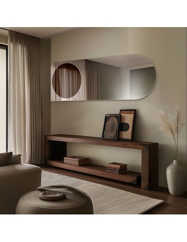 Půloválné zrcadlo s kulatou hnědou...