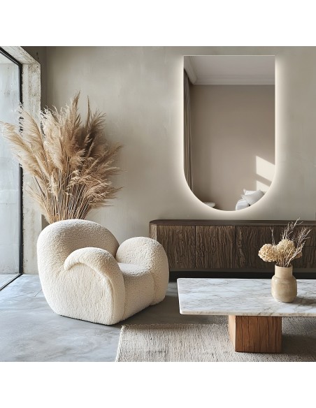 Poloviční oválné koupelnové zrcadlo s osvětlením - FRANK LED