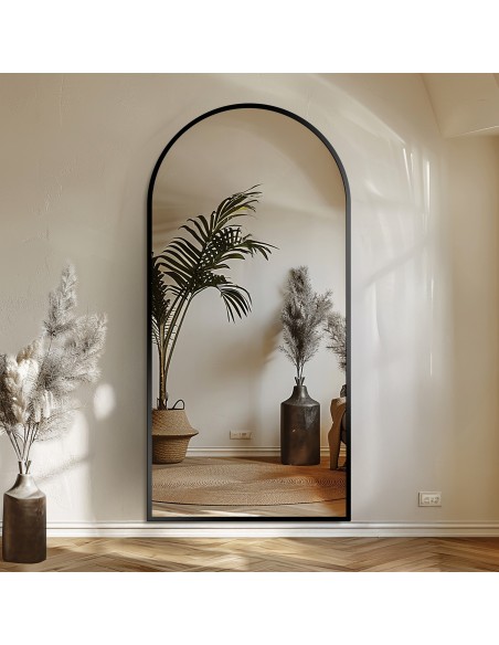 Poloviční oválné zrcadlo v matném černém mdf rámu - BERDO - barva rámu dle vašeho výběru