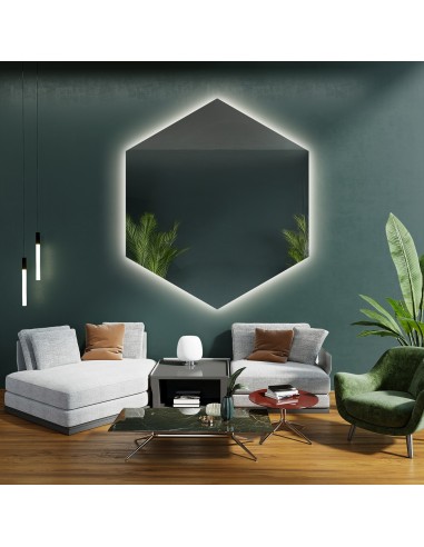 Zrcadlo geometrického tvaru s osvětlením – HEXA LED