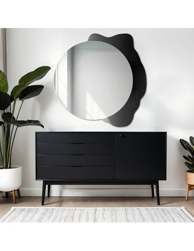 Dekorativní kulaté zrcadlo na černé...