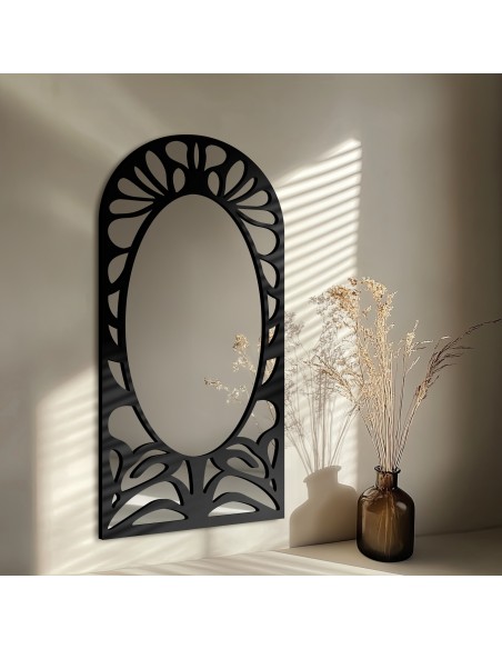 Polovalné zrcadlo s prolamovaným dekorem MDF – VERONELLE ROSAVA 95x200