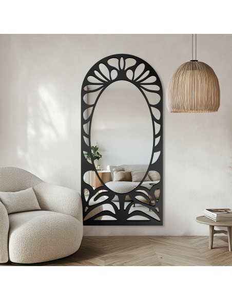 Polovalné zrcadlo s prolamovaným dekorem MDF – VERONELLE ROSAVA 95x200