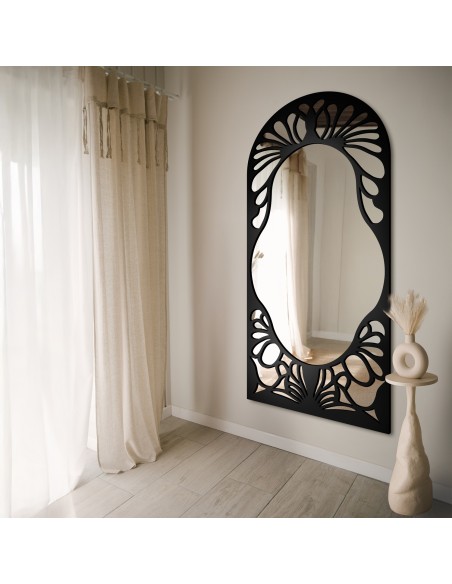 Polovalné zrcadlo s prolamovaným dekorem z MDF – VERONELLE FIORE 90X200