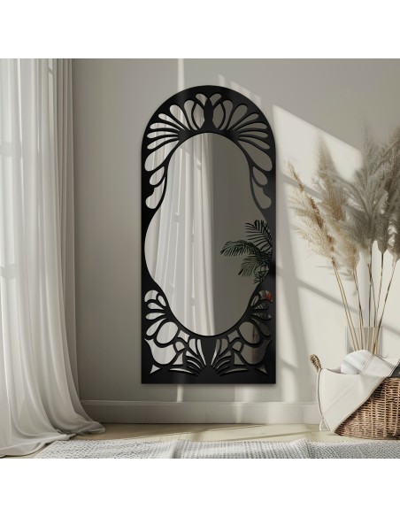 Polovalné zrcadlo s prolamovaným dekorem z MDF – VERONELLE FIORE 90X200