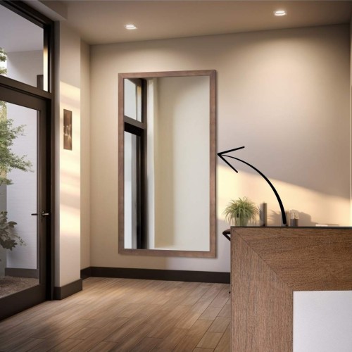 Zrcadlo v hnědém dřevěném...