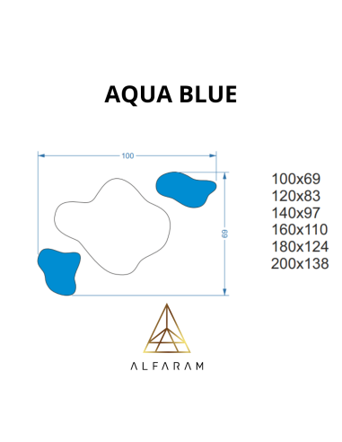 Nepravidelné modré zrcadlo – AQUA BLUE