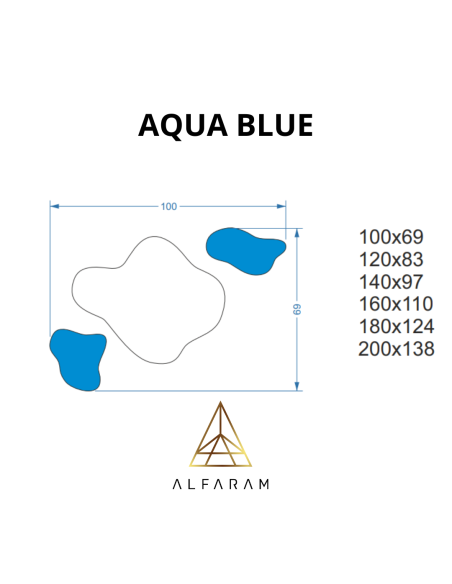 Nepravidelné modré zrcadlo – AQUA BLUE