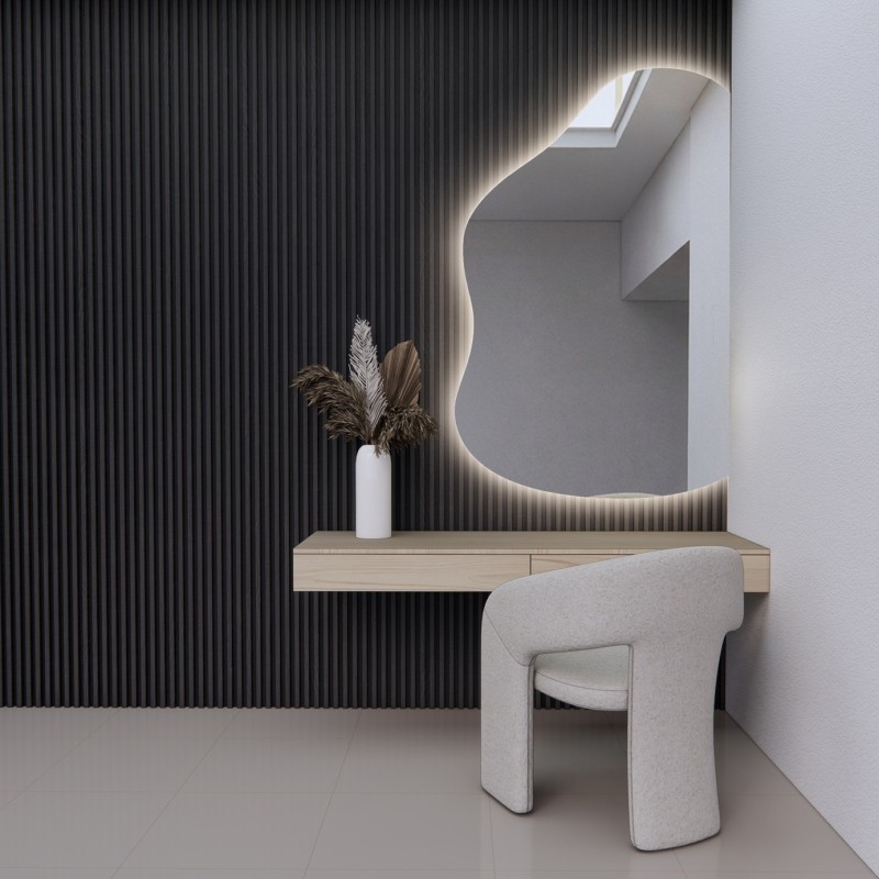 Organické zrcadlo se zkosenými hranami a LED podsvícením – STONE LED ZKOSENÉ HRANY