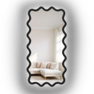 Obdélníkové zrcadlo v vlnitém rámu z MDF s podsvícením – AQUARELLE MARELLA LED
