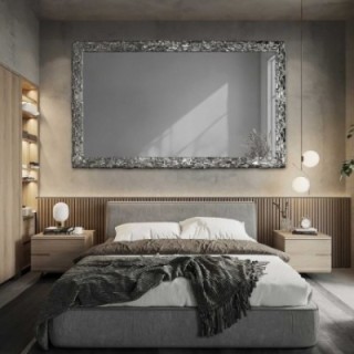 Elegantní nástěnné zrcadlo ve stříbrném rámu s grafitovým sklem – CLAUDE GRAPHITE
