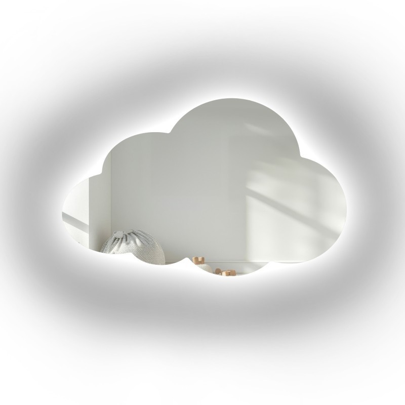 Zrcadlo do dětského pokoje ve tvaru mráčku s podsvícením – CLOUD LED