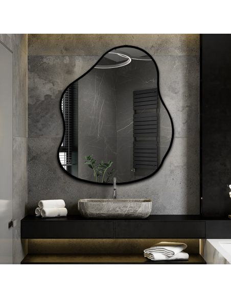 Zrcadlo v organickém tvaru v rámu - STONE V RÁMU