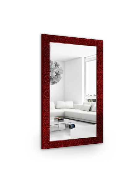 Zrcadlo Glamour v sytě burgundy lesklém rámu - 8002006