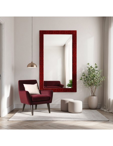 Zrcadlo Glamour v sytě burgundy lesklém rámu - 8002006