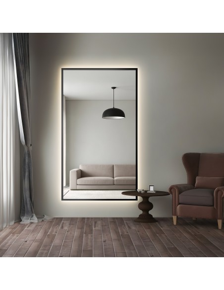 Zrcadlo v černém rámu s osvětlením - 1503 LED - barva rámu dle vašeho výběru