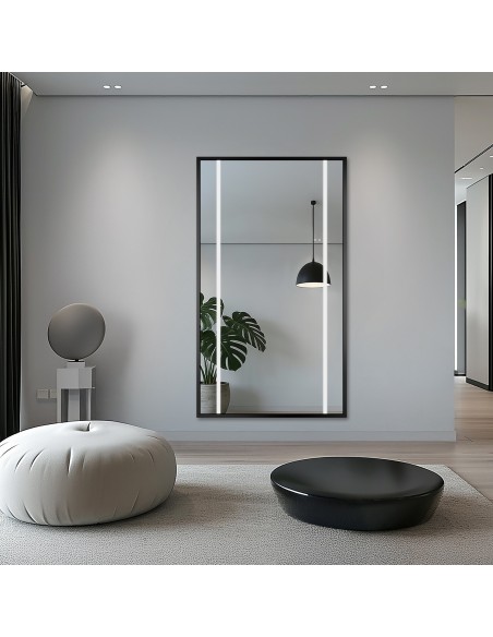 Zrcadlo v černém rámu s osvětlením - 1503 LED II - výběr barvy rámu