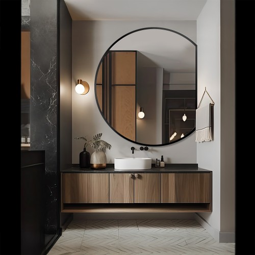 Kulaté zrcadlo v černém...