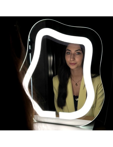 Kosmetické zrcátko s pískovaným podsvícením - FLOW LED PETITE