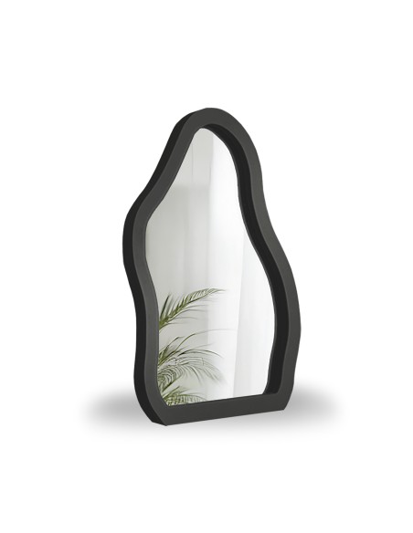 Kosmetické zrcátko v černém rámu z MDF - STONE PETITE